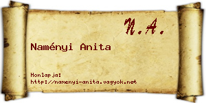 Naményi Anita névjegykártya