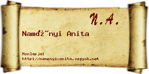 Naményi Anita névjegykártya